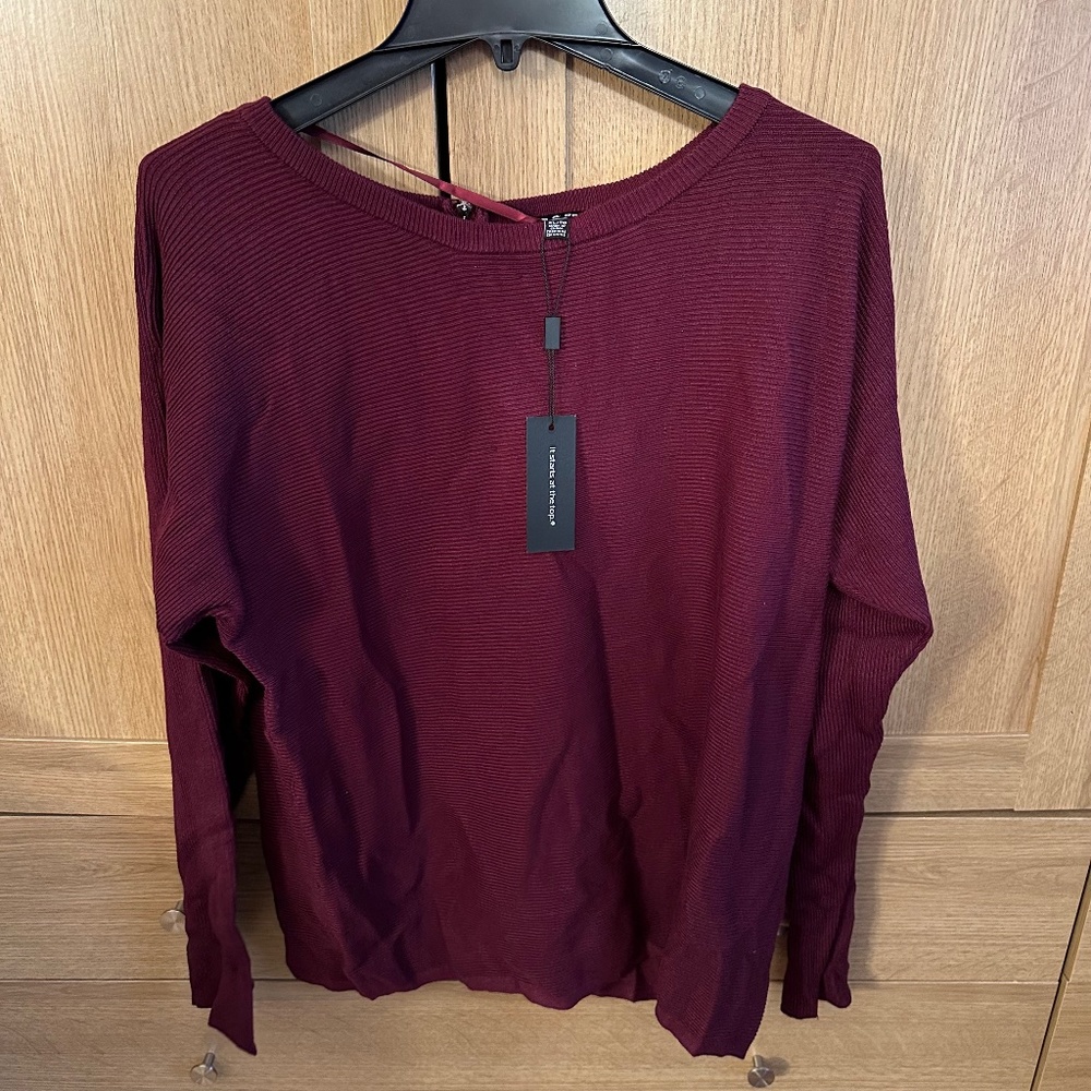 Brand New With Tags Cable & Gauge Burgundy Knit Sweater Top